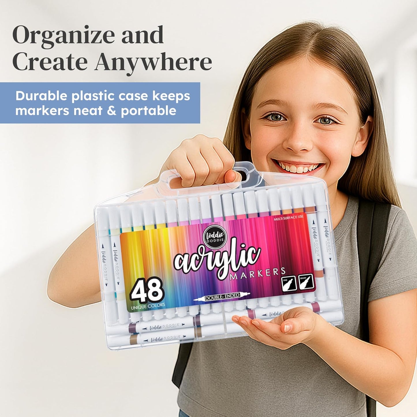 Double-Ended Multi Surface Acrylic Markers with Fine and Brush Tip