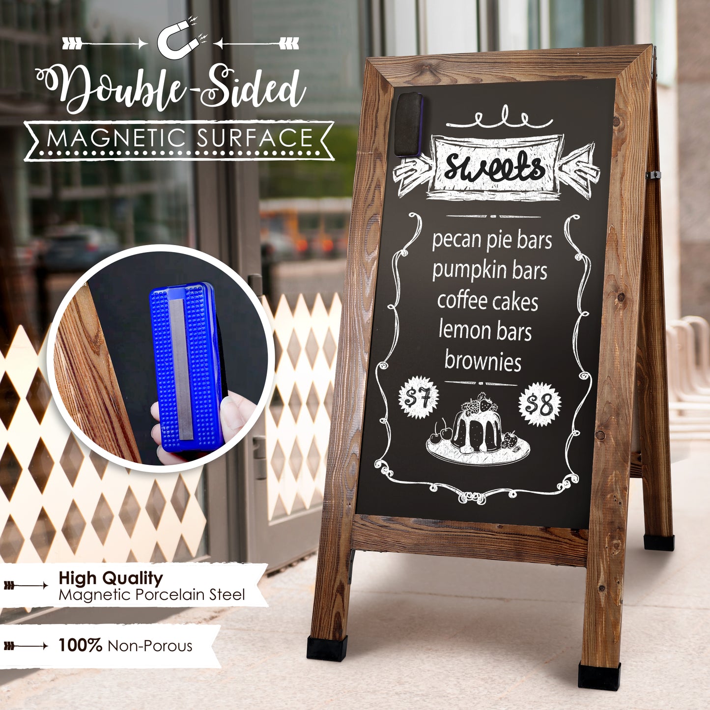 Rustic Chalkboard A-Frame Easel- Double Sided Magnetic Surface