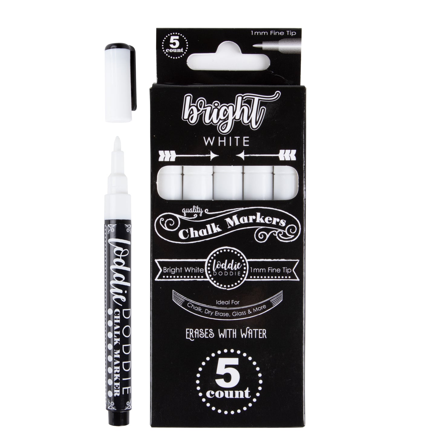 5ct Fine Point Chalk Markers - Bright White