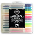 24ct Gel Pens with Plastic Carry Case - Neon, Metallic, Glitter and Pastel