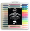 24ct Gel Pens with Plastic Carry Case - Neon, Metallic, Glitter and Pastel