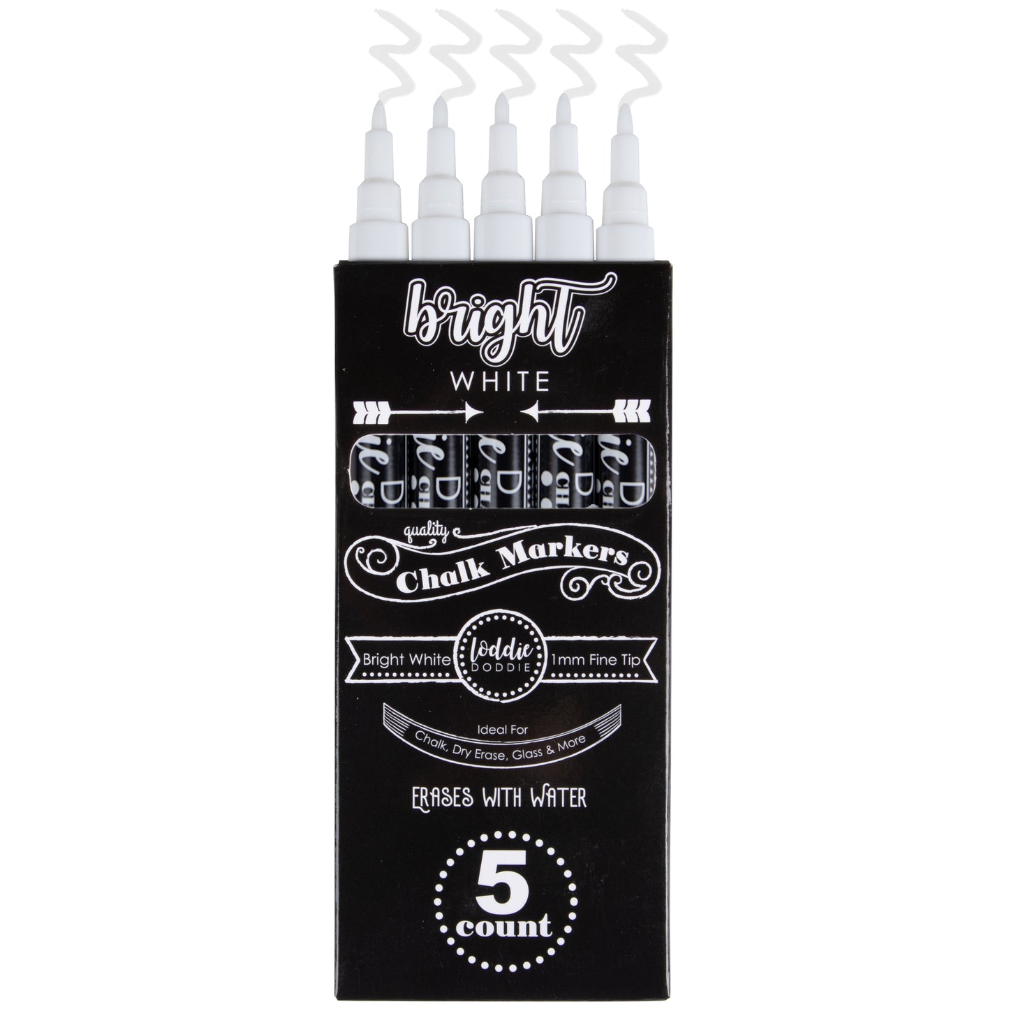 5ct Fine Point Chalk Markers - Bright White