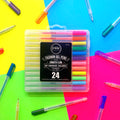 24ct Gel Pens with Plastic Carry Case - Neon, Metallic, Glitter and Pastel