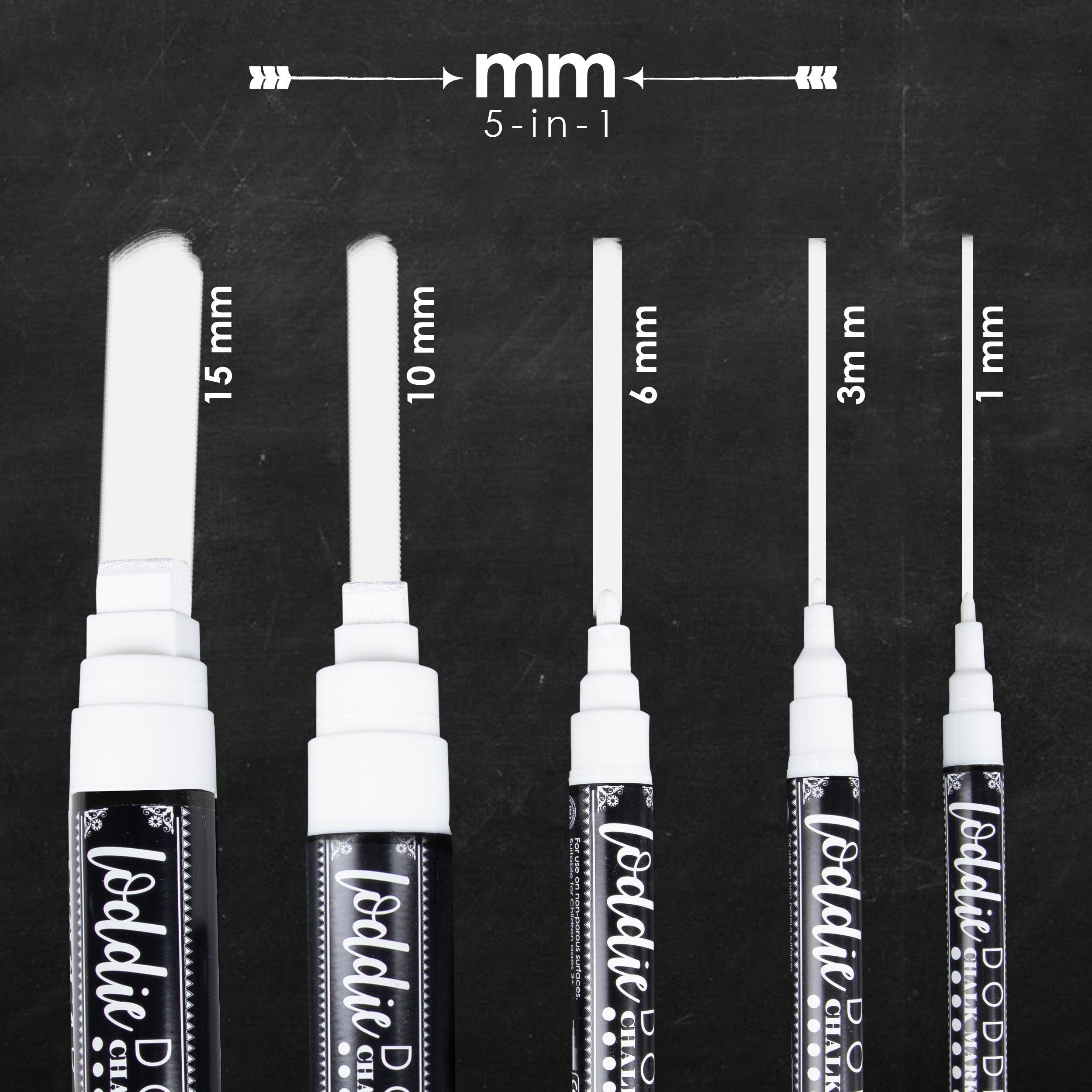 5ct Multi-Size Tips Chalk Markers - Bright White – LoddieDoddie
