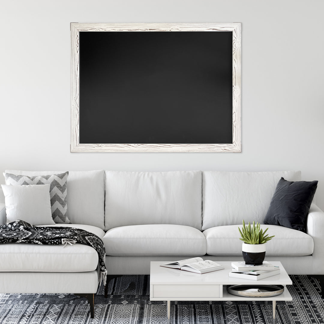 46x34.5 Whitewashed Frame Magnetic Chalkboard