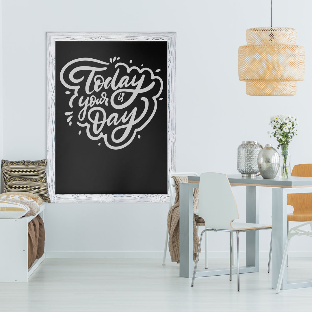 46x34.5 Whitewashed Frame Magnetic Chalkboard
