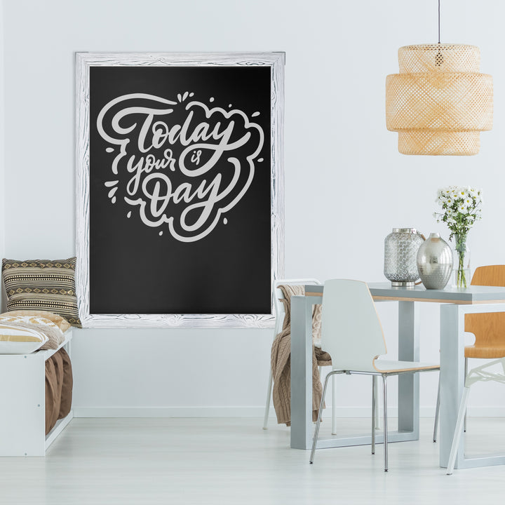 46x34.5 Whitewashed Frame Magnetic Chalkboard