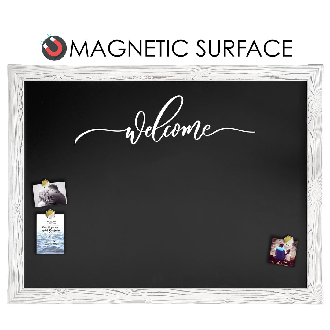 46x34.5 Whitewashed Frame Magnetic Chalkboard