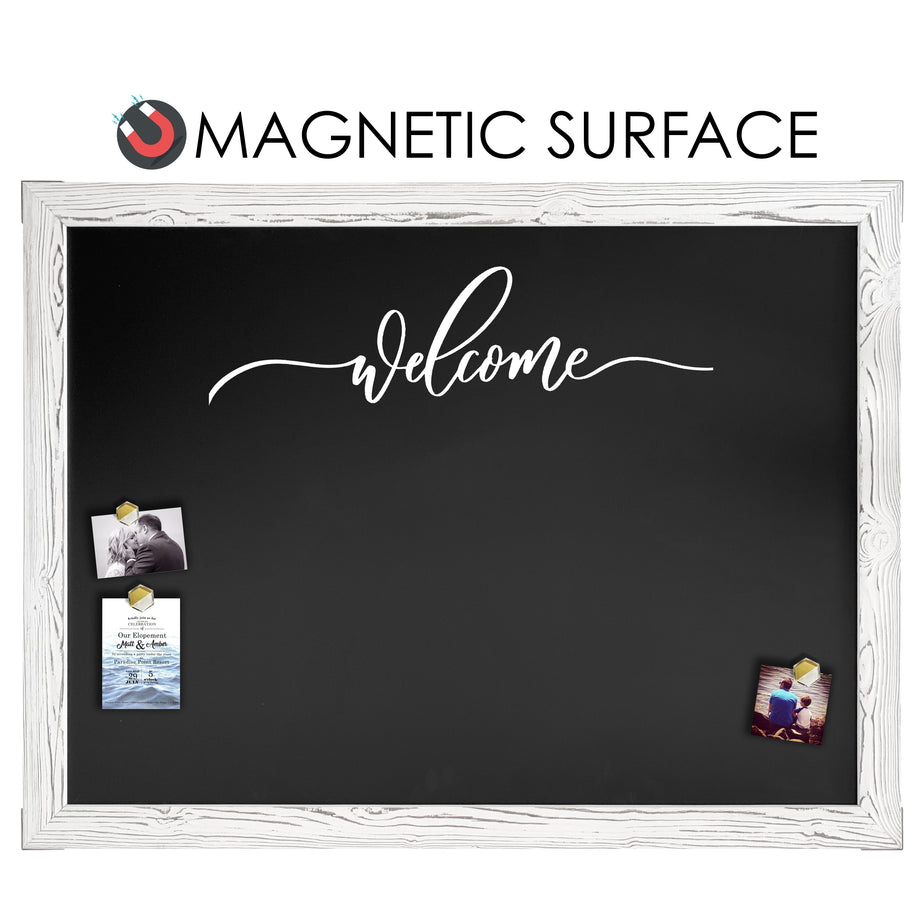 46x34.5 Whitewashed Frame Magnetic Chalkbaord