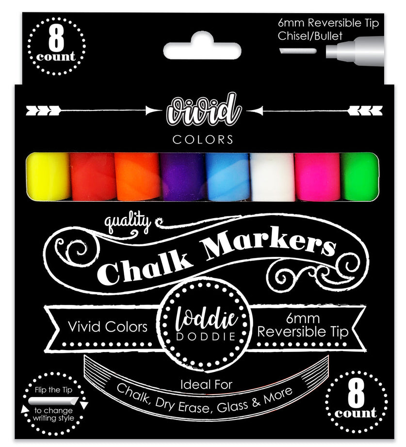 Erasable Chalk Markers | 8 Ct. Vivid Colors - LoddieDoddie