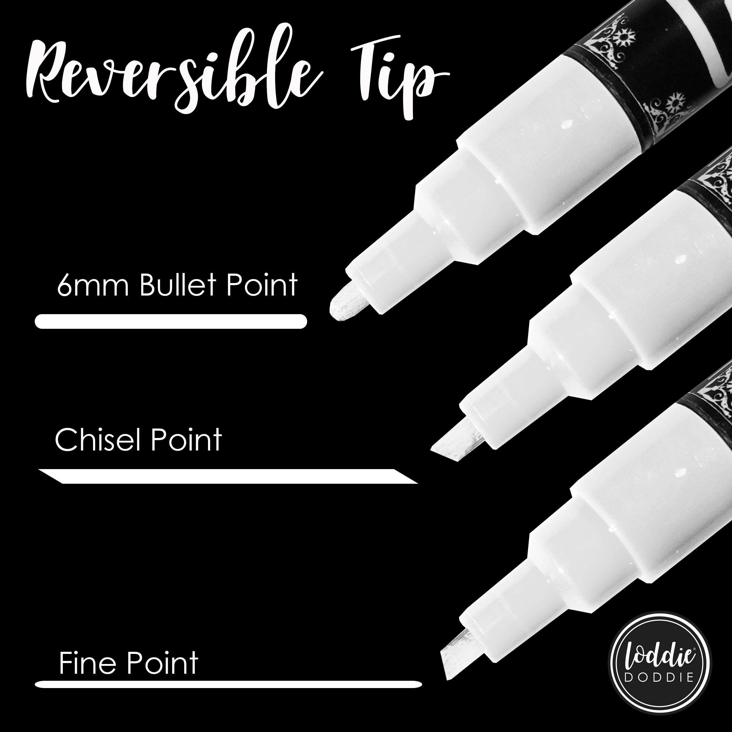 Basics Bullet/Chisel Reversible Tip Chalk Markers, Fine Point,  8-Pack, Bright Colors