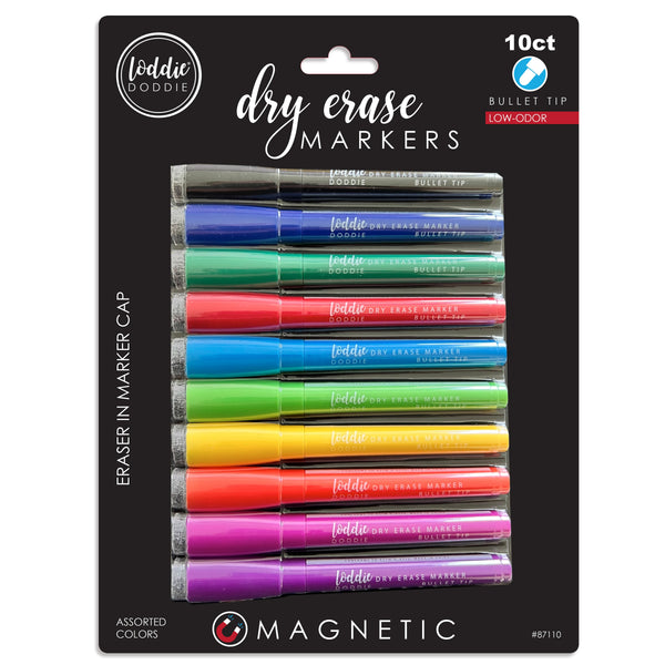 10ct Magnetic Dry Erase Markers | Eraser Caps | Loddie Doddie