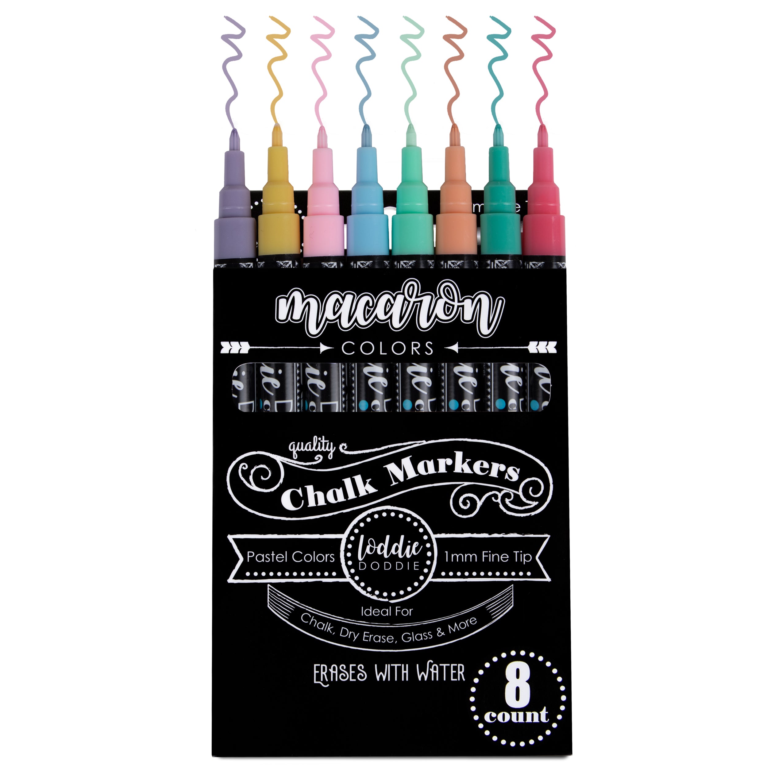 Chalk Markers - 8 Pastel, Erasable, Non-Toxic, Water-Based, Reversible  Tips