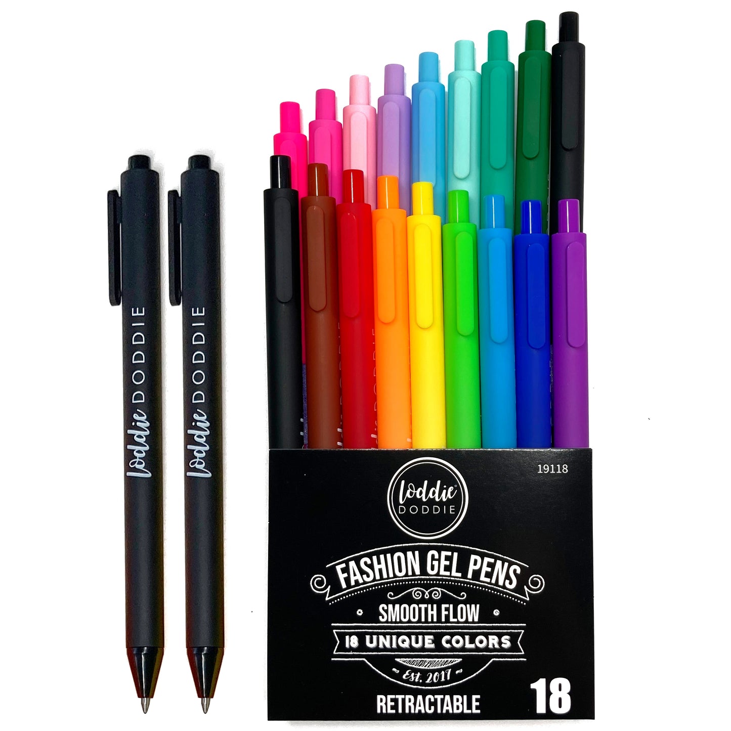 18ct Satin Barrel Retractable Gel Pens - Vivid Colors