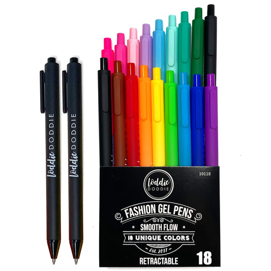 18ct Satin Barrel Retractable Gel Pens - Vivid Colors