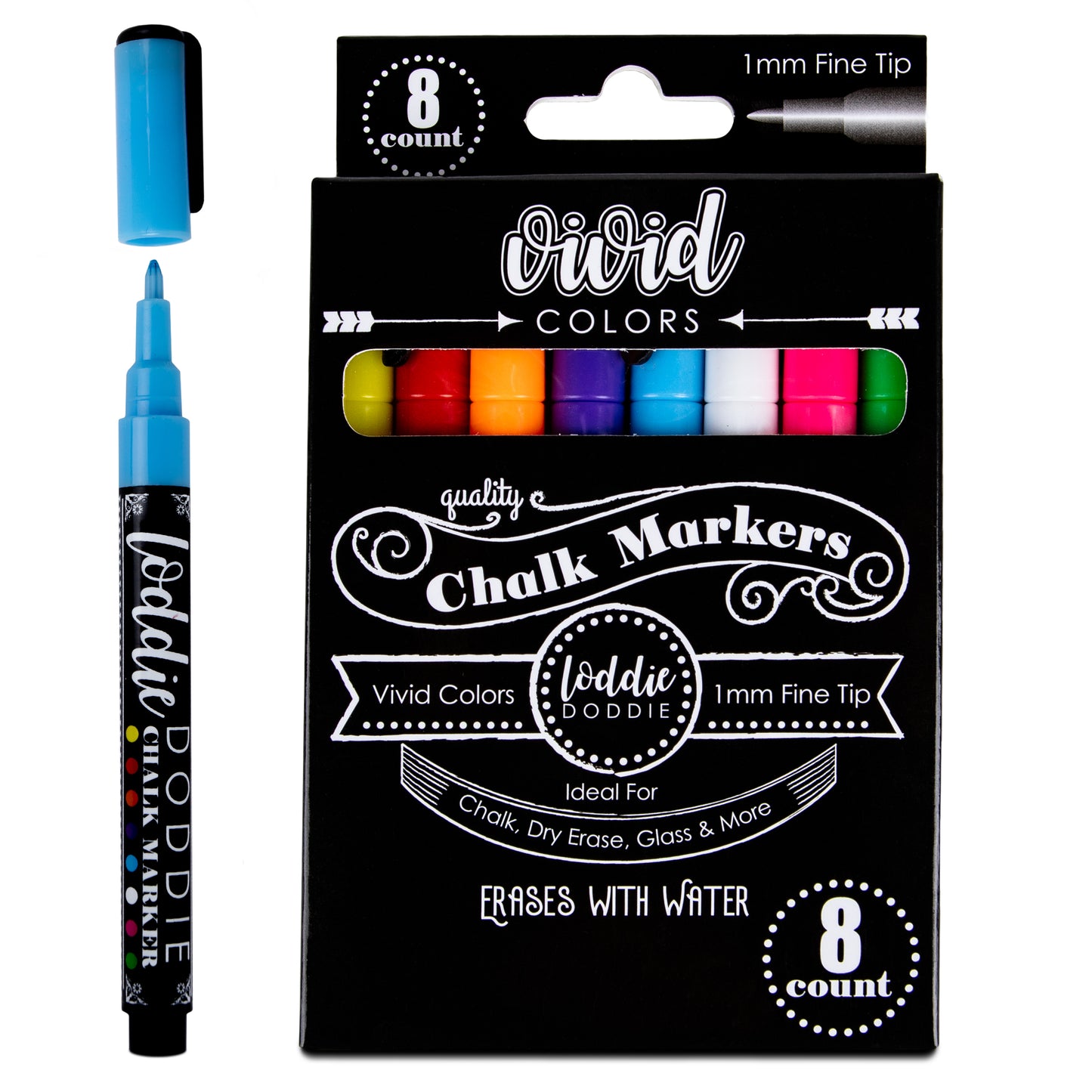 8ct Fine Point Chalk Markers - Vivid Colors