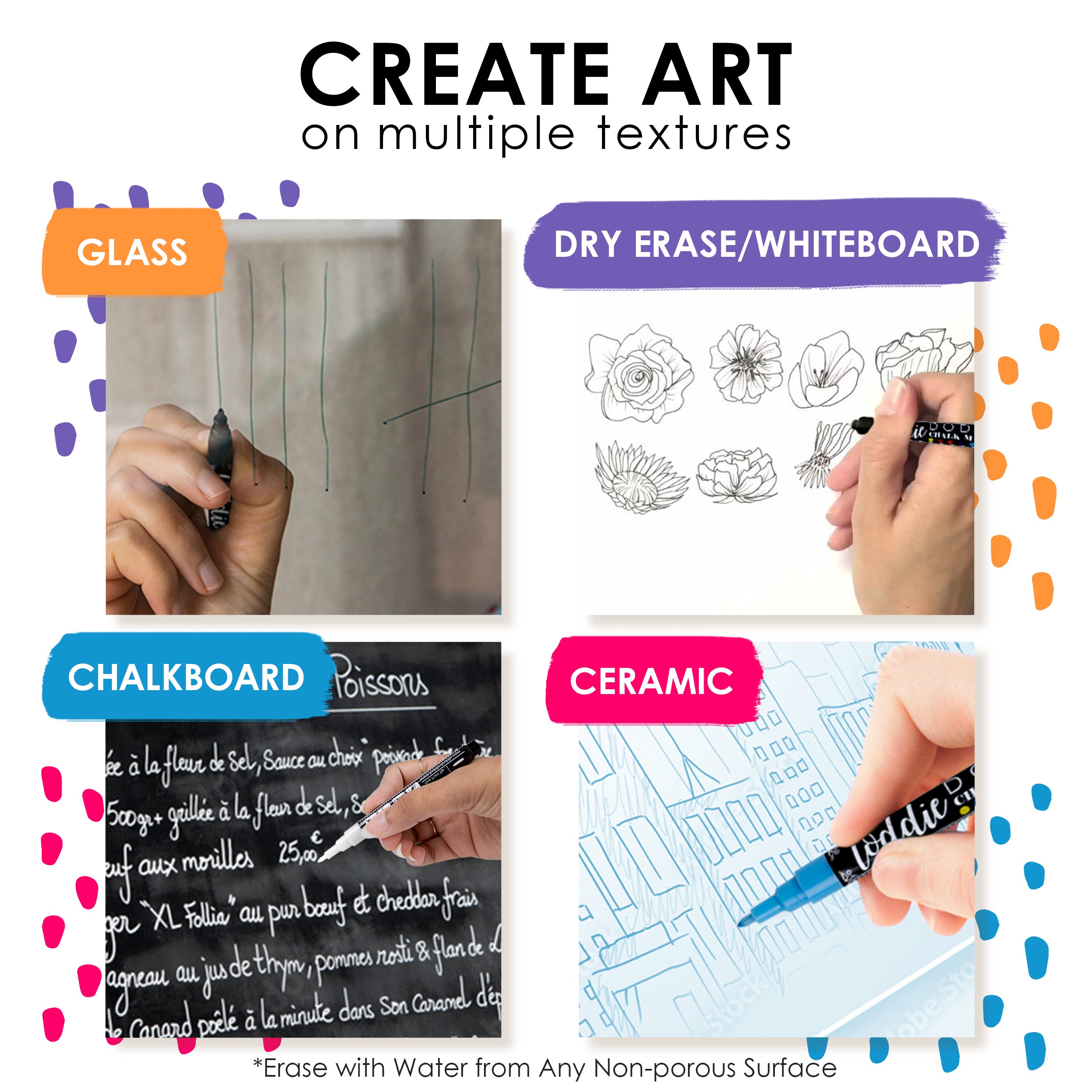 Erasable Chalk Markers  8 Ct. Vivid Colors - LoddieDoddie