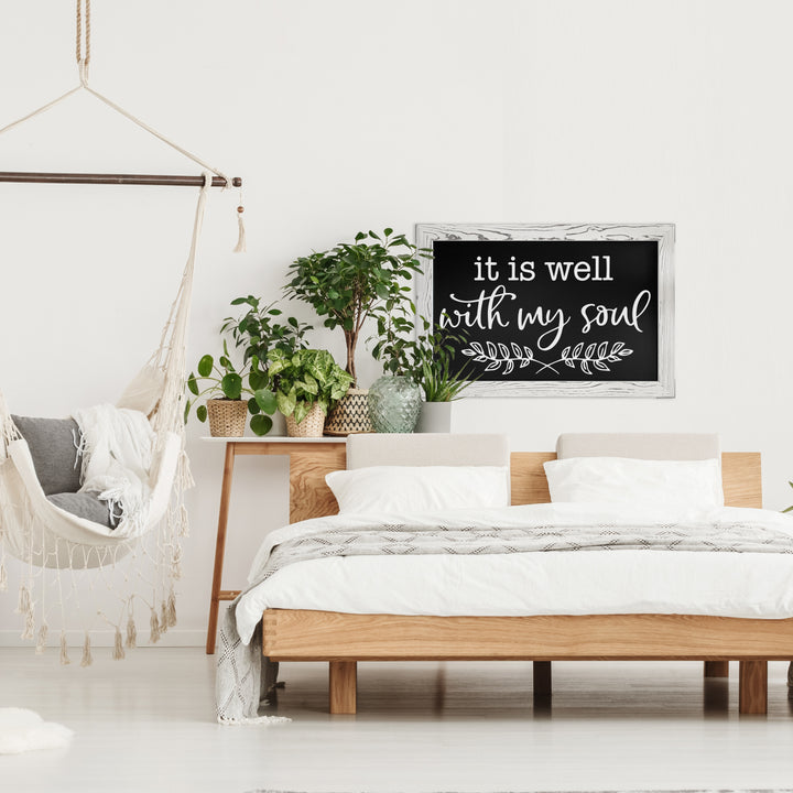 20x30 Whitewash Wood Frame Magnetic Chalkboard