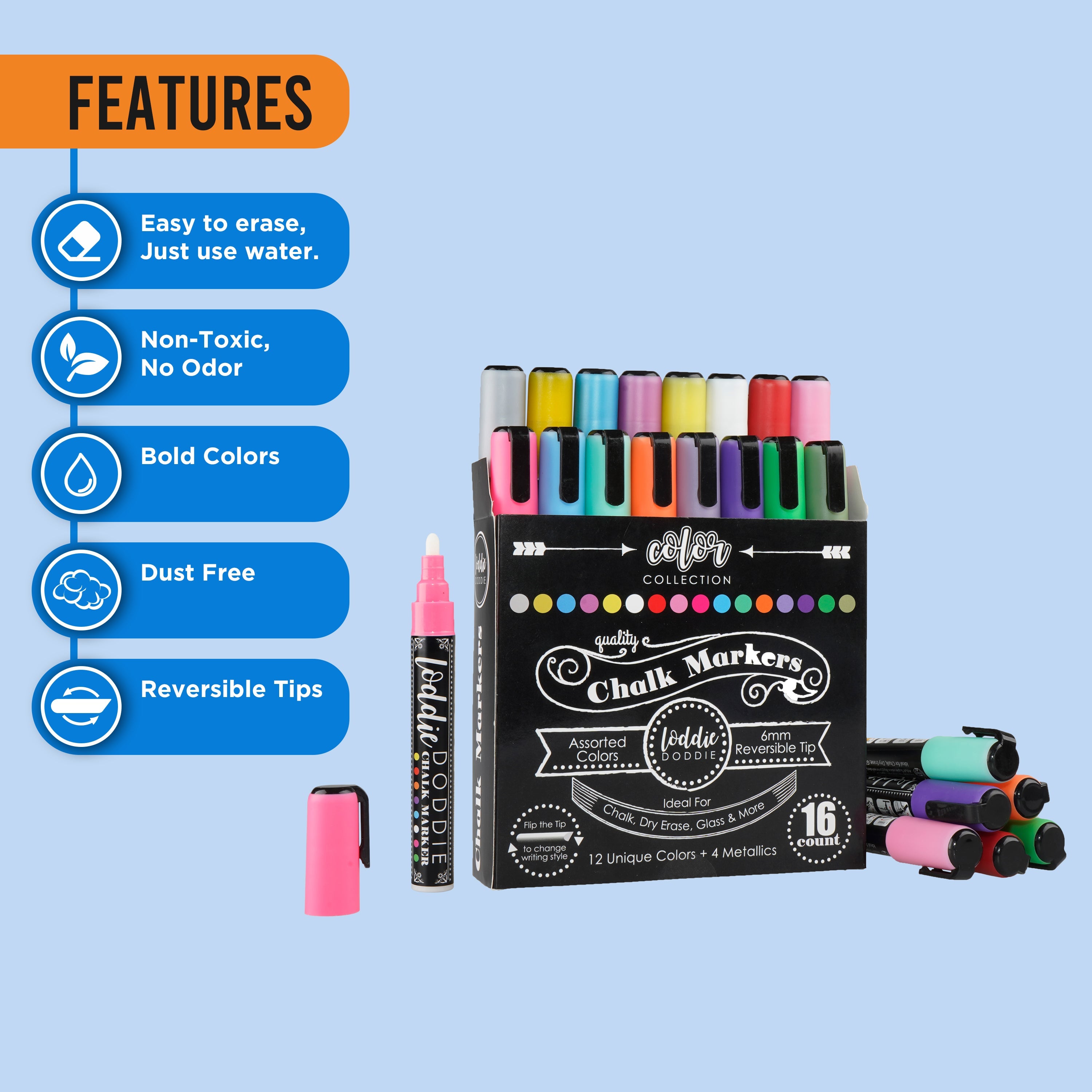 Liquid Chalk Markers For Dry Erase Boards Bold 6Mm Vibrant Color