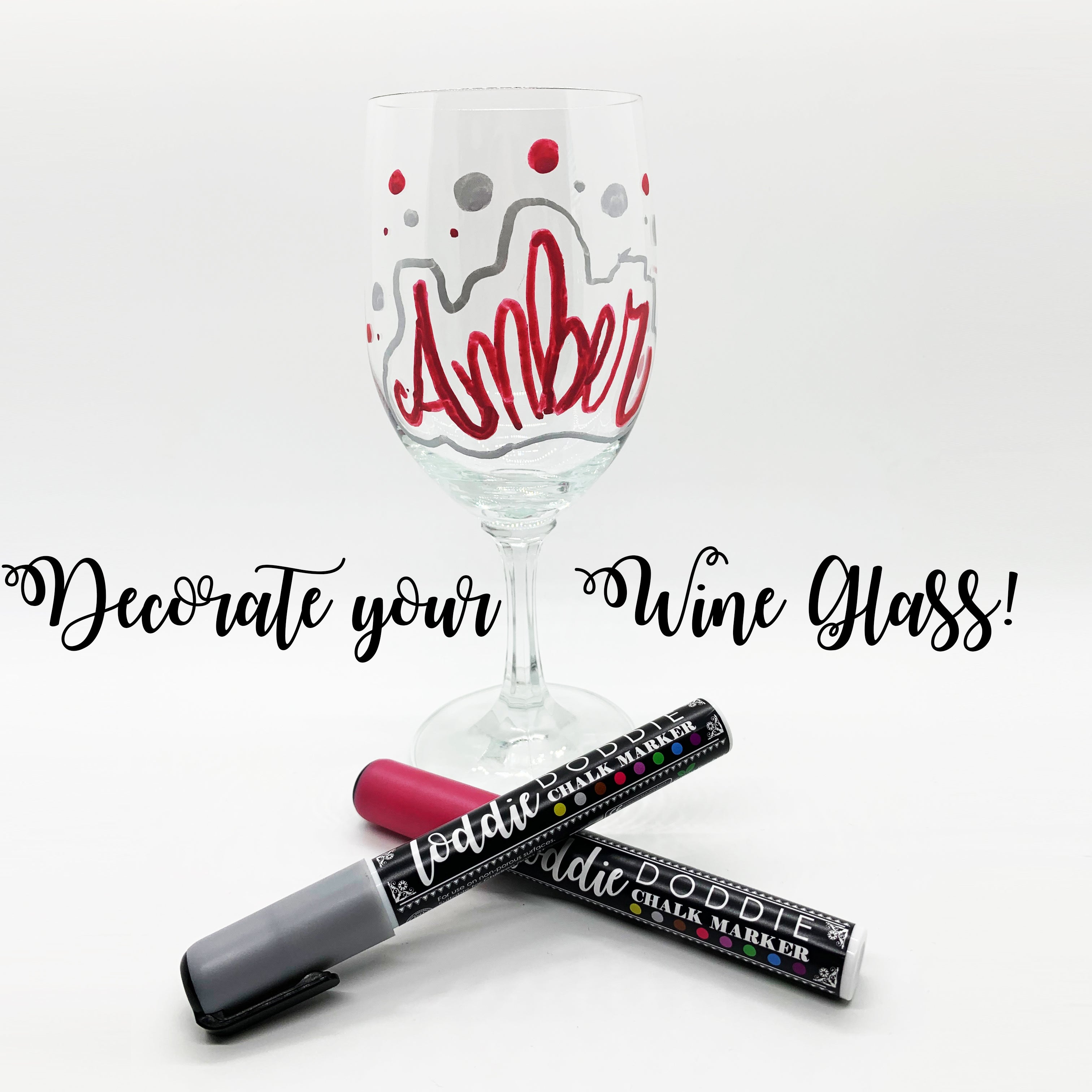 Wine Glass Markers - Erasable Safe Non-Toxic Washable Metallic Glass Pens 